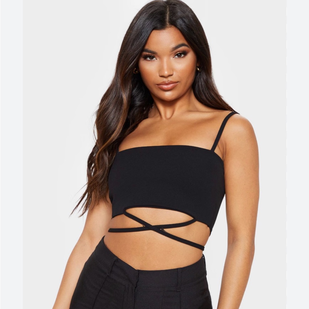 Black Strappy Crop Top